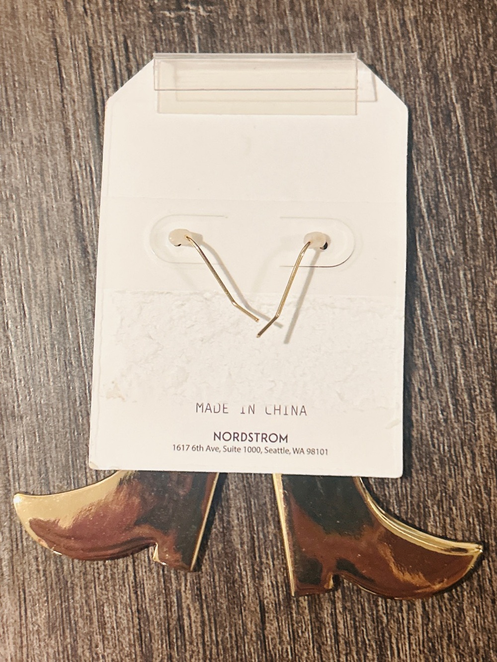 Leith Gold Cowboy Boot Drop Dangle Earrings - Picture 2 of 2